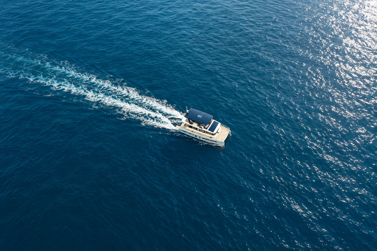 MONTARIN D55 power catamaran cruising across open sea