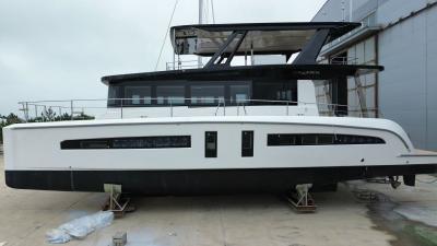 D55 power catamaran side profile